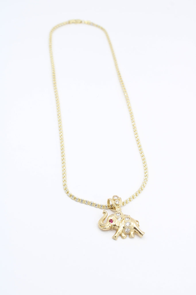 *NEW* PA 14K Elephant 🐘 N Style Pendant w/Moon Ice Chain  JTJ™ - - Javierthejeweler