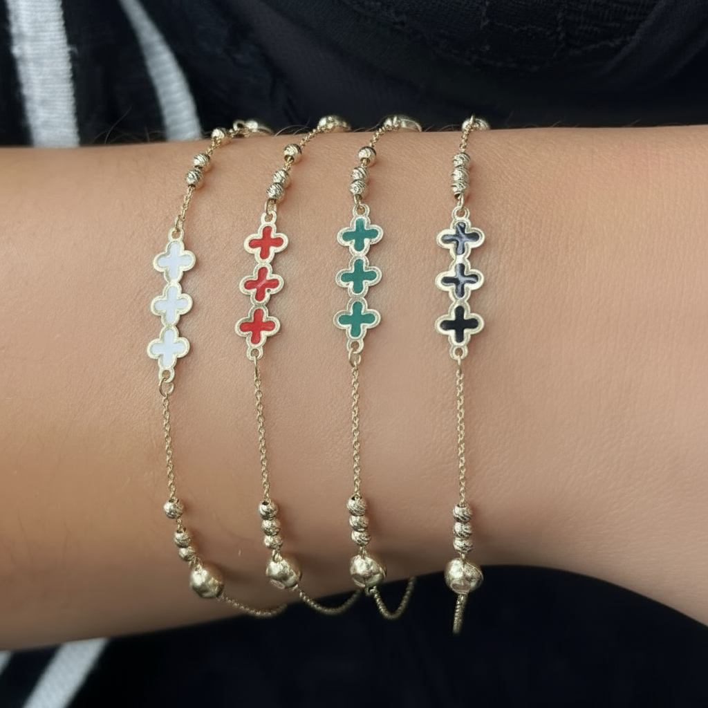 14k Small 3 Alt. Clover Fancy Bracelet JTJ™ - Javierthejeweler