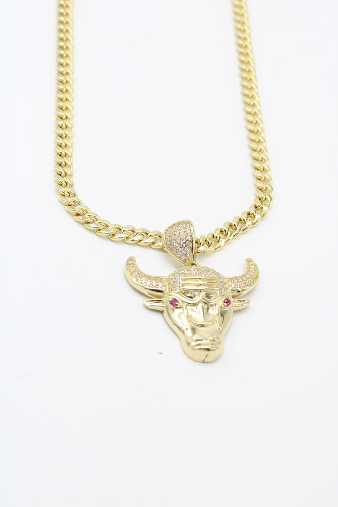 *NEW* PA 14K Bull Pendant w/ Hollow Cuban Chain JTJ - Javierthejeweler