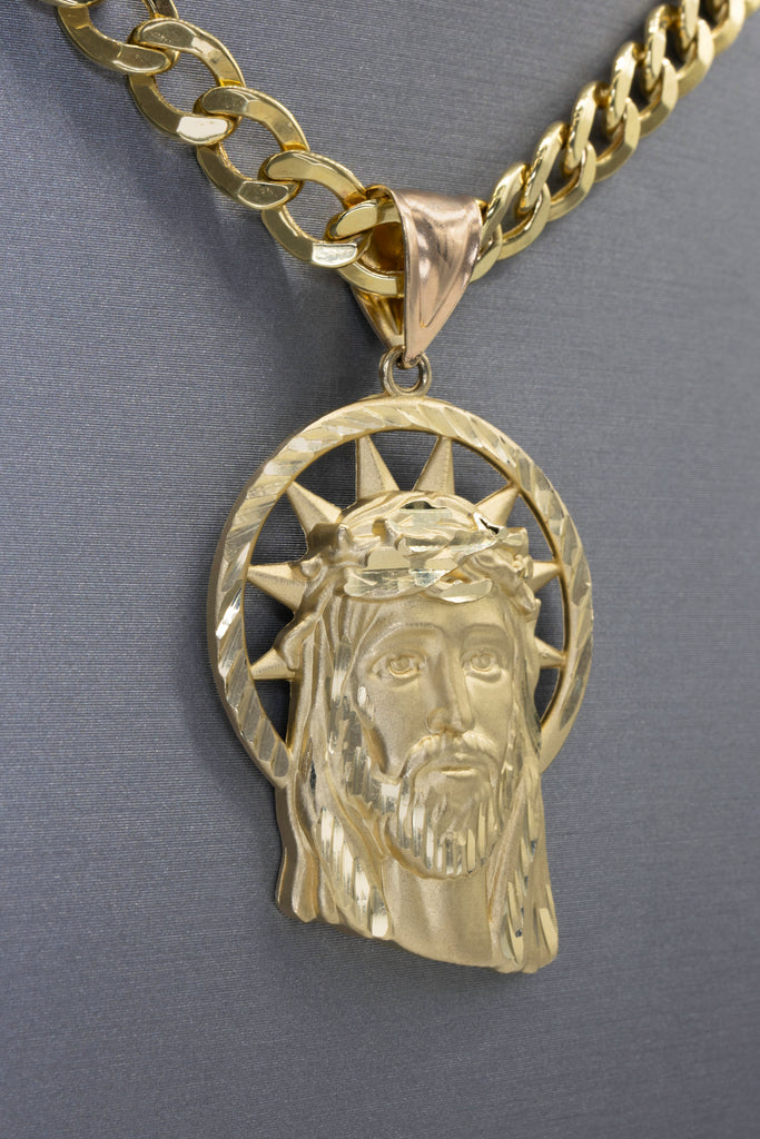 *NEW*  14K Jesus Face Pendant w/ Hollow Cuban Chain (24” Inches) JTJ™ - Javierthejeweler
