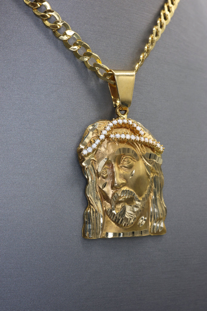 *NEW*  14K Jesus Face Pendant w/ Hollow Cuban Chain  JTJ™ - Javierthejeweler