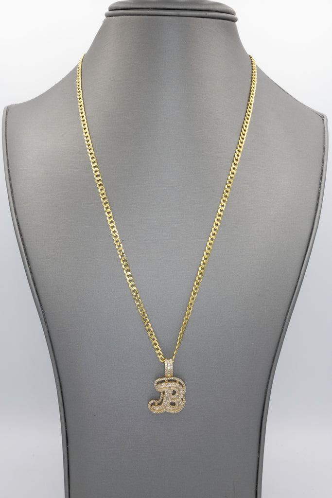 *NEW*  14K Letter (B) Pendant w/ Hollow Cuban Chain (22” Inches) JTJ™ - Javierthejeweler