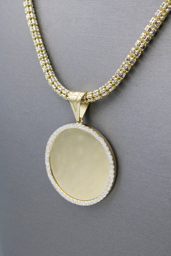 *NEW* 14K Picture Pendant W/ Moon Iced Chain (3.8MM / 20" Inches) JTJ™ - Javierthejeweler