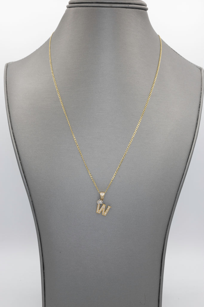 *NEW* 14K Letter (W) Pendant w/ Hollow Cuban Chain (20” Inches) JTJ™ - Javierthejeweler