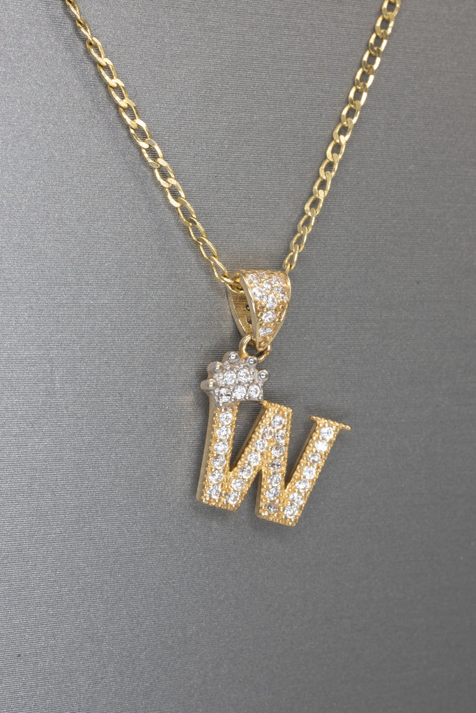 *NEW* 14K Letter (W) Pendant w/ Hollow Cuban Chain (20” Inches) JTJ™ - Javierthejeweler