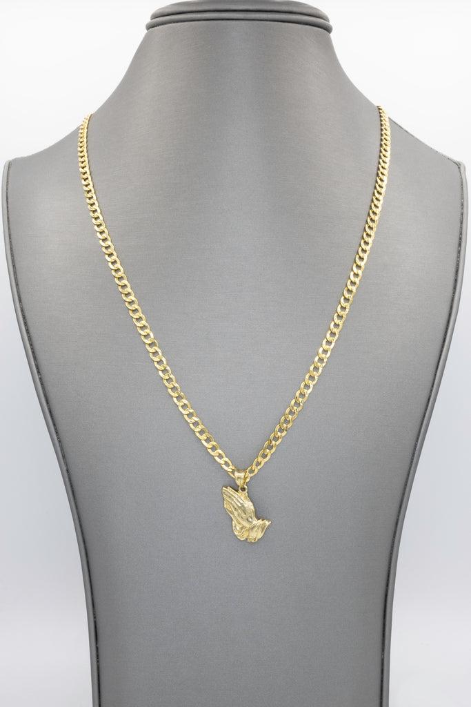 *NEW* 14K Preaching Hands Pendant w/ Hollow Cuban Chain (22” Inches) JTJ™ - Javierthejeweler
