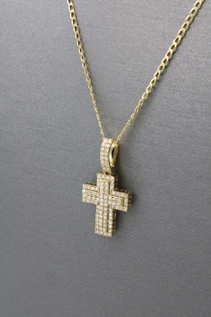 *NEW* 14k Cross Diamond Pendant 💎 W/ Solid Cuban Chain JTJ™ - Javierthejeweler