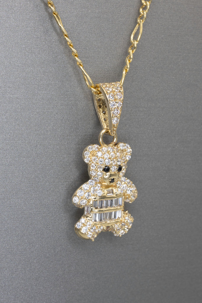 *NEW* 14K Teddy Bear Pendant + Hollow Figaro Chain + Teddy Ring JTJ™ - Javierthejeweler