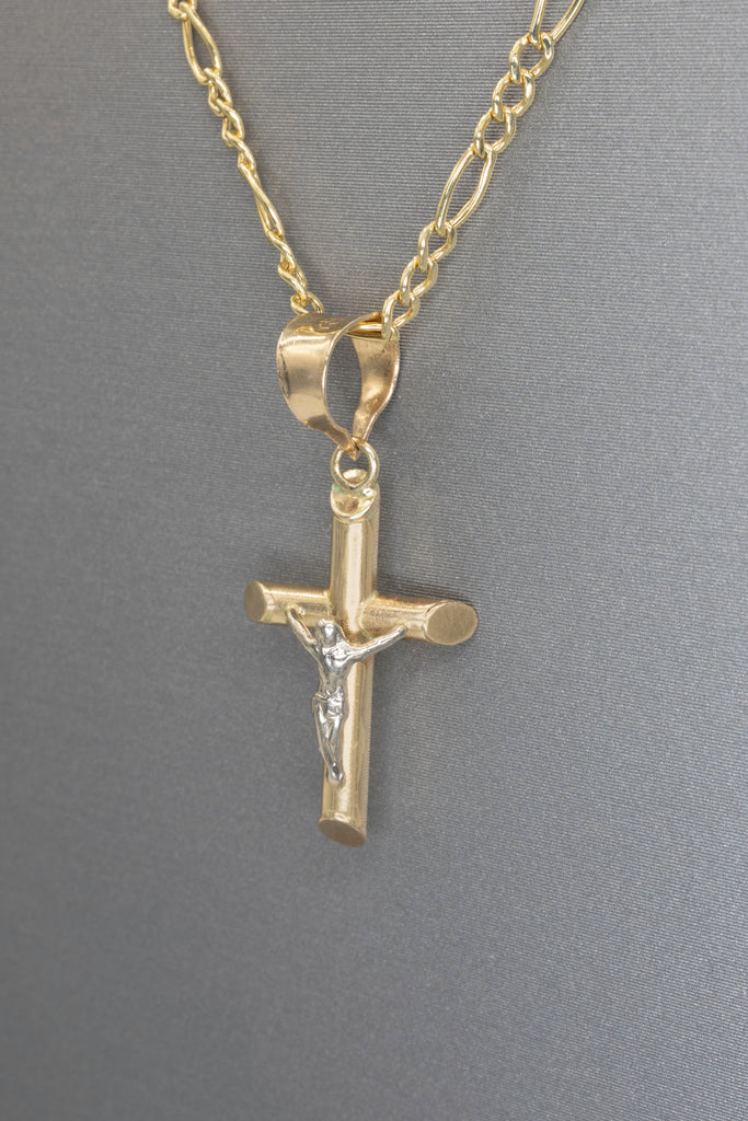 *NEW* 14K Cross Pendant + Hollow Figaro Chain + Cross CZ Ring JTJ™ - Javierthejeweler