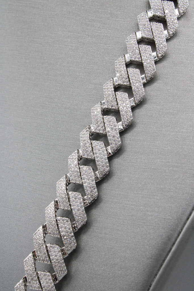 *NEW* 14k White Gold Hollow Cuban ITTALLO Chain Full CZ (14.8 MM / 24" Inches) JTJ™ - Javierthejeweler