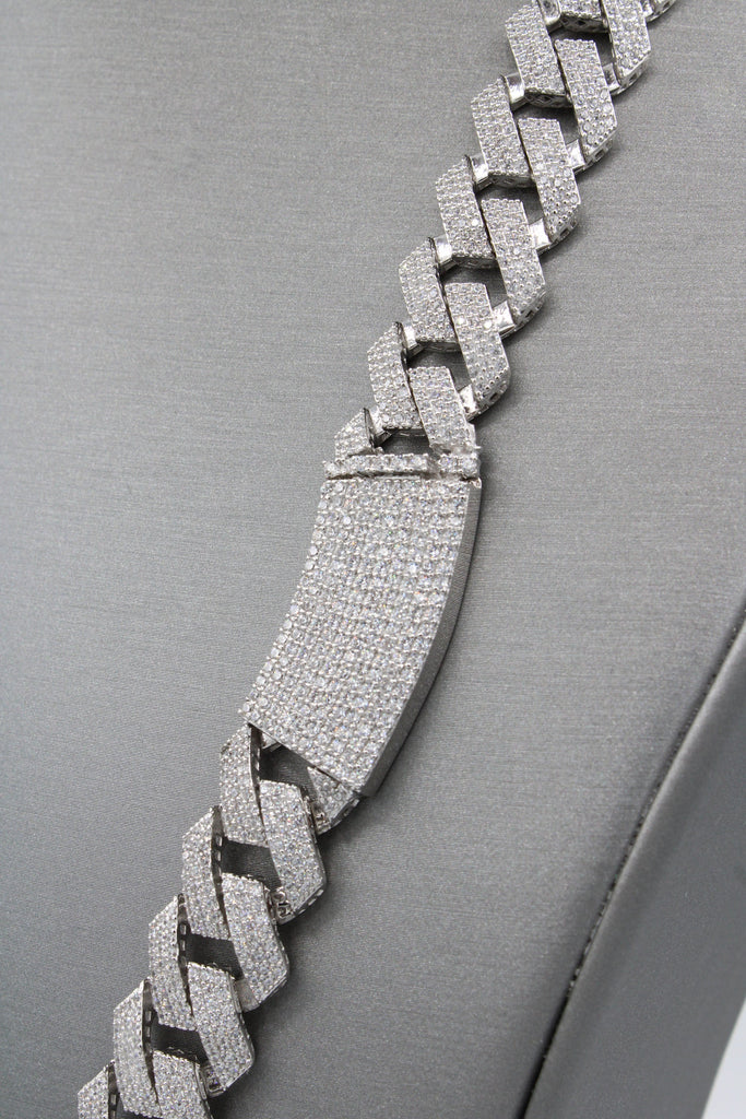 *NEW* 14k White Gold Hollow Cuban ITTALLO Chain Full CZ (14.8 MM / 24" Inches) JTJ™ - Javierthejeweler