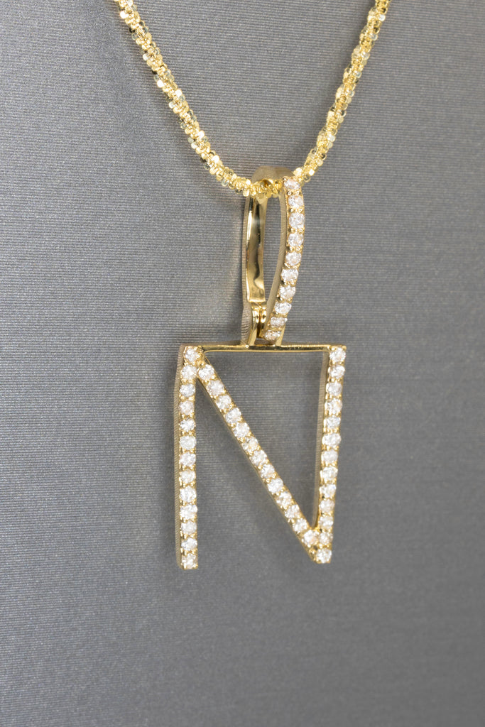 *NEW* Initial (N) Diamond 💎 Pendant W/ Rope Diamond Cut Chain JTJ™ - Javierthejeweler