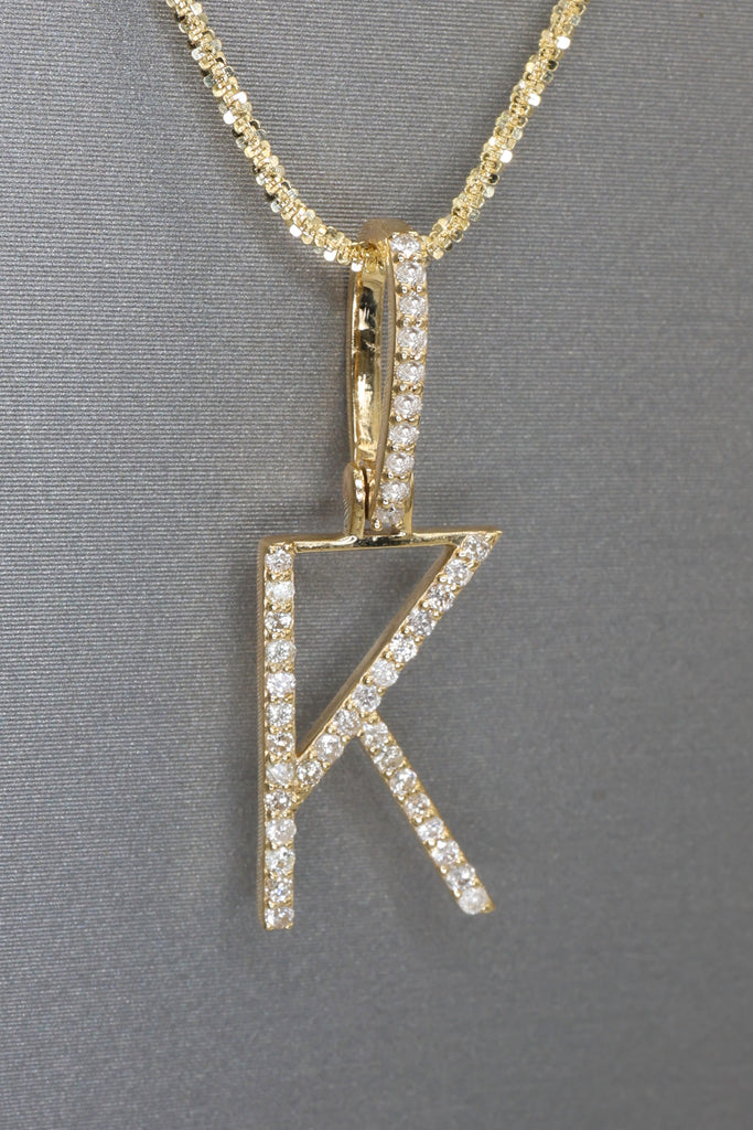 *NEW* Initial (K) Diamond 💎 Pendant W/ Rope Diamond Cut Chain JTJ™ - Javierthejeweler