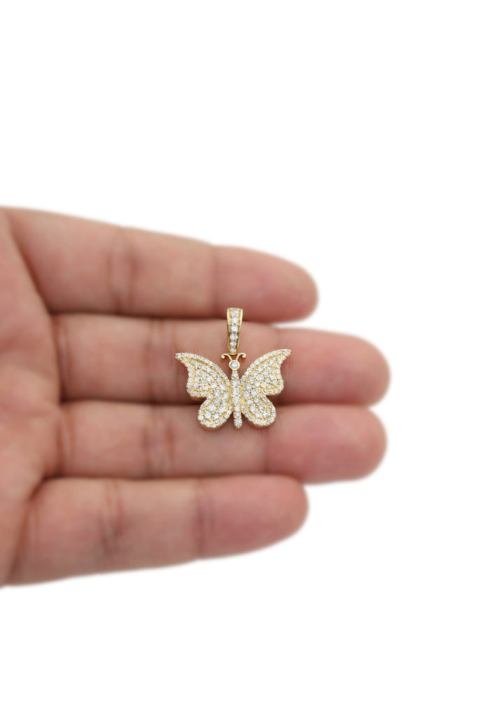 *NEW* 14k Moon Iced Choker W/ Butterfly Diamond 💎 Pendant JTJ™ - - Javierthejeweler