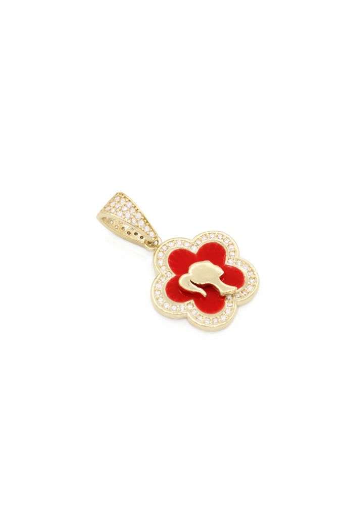*NEW* 14k Brb Red Flower CZ Pendant JTJ™ - Javierthejeweler