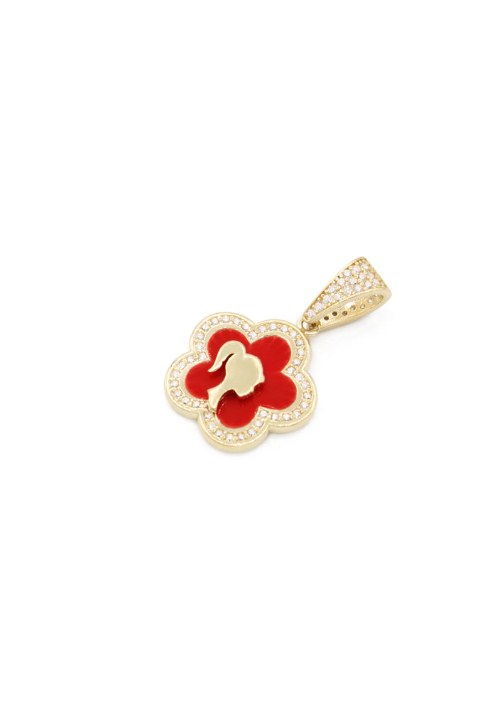 *NEW* 14k Brb Red Flower CZ Pendant JTJ™ - Javierthejeweler