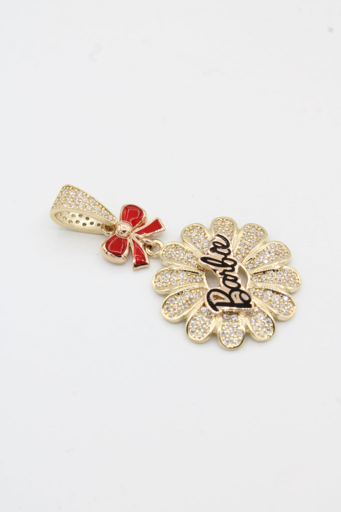 *NEW* 14k Red Bow Brb Flower CZ Pendant JTJ™ - Javierthejeweler