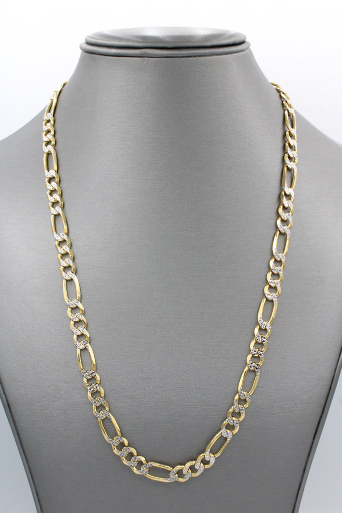 *NEW* 14K Solid Figaro Curb Two Tone Chain (7.5 mm - 22” Inches) JTJ™ - - Javierthejeweler