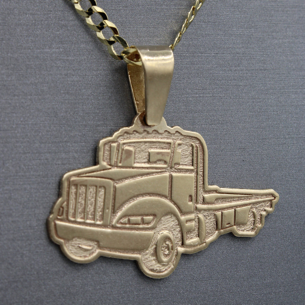14K Truck Pendant W/ Solid Cuban Chain (3MM - 24" Inches) JTJ™ - Javierthejeweler