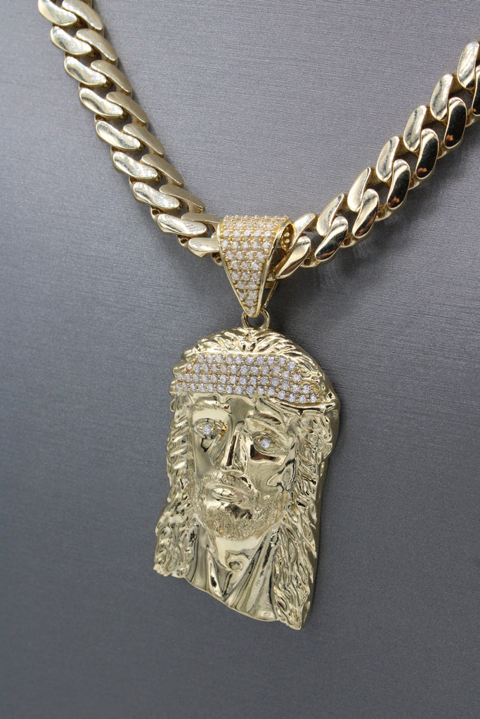 *NEW* 14K Jesus Face Pendant W/ Semi Solid Chain (8MM - 24" Inches) JTJ™ - Javierthejeweler