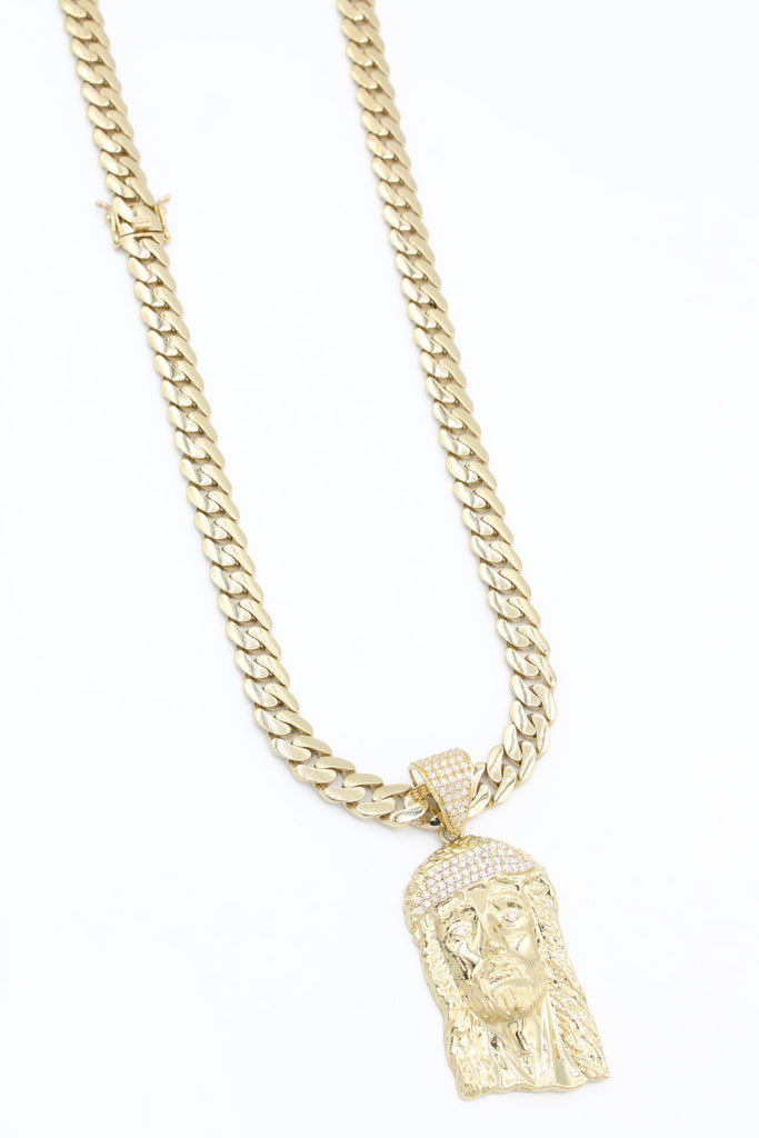 *NEW* 14K Jesus Face Pendant W/ Semi Solid Chain (8MM - 24" Inches) JTJ™ - Javierthejeweler