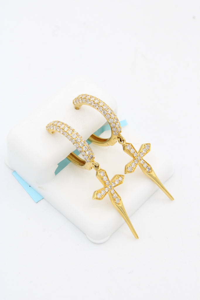 *NEW* 14k Cross Dagger Diamonds Earrings 💎 JTJ™ - Javierthejeweler