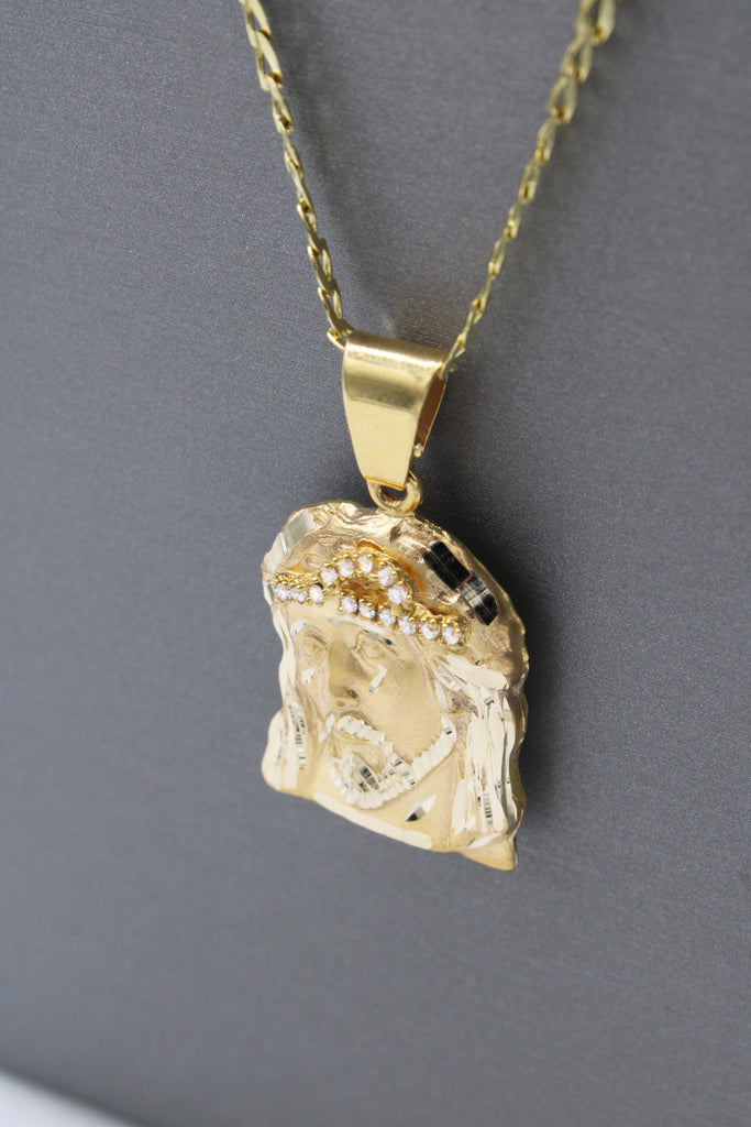 *NEW* 14K Jesus Face Pendant w/ Solid Cuban Chain (3.2MM / 24” Inches) JTJ™ - Javierthejeweler