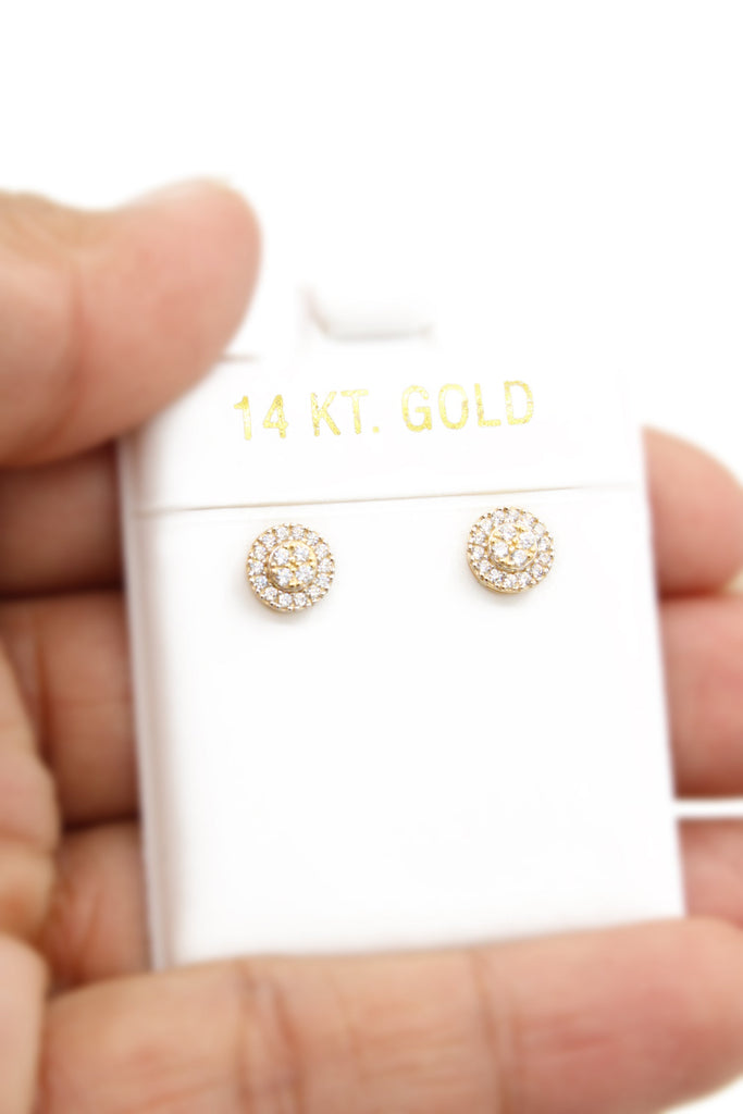 *NEW* 14k Round Small Flower Style CZ Earrings JTJ™ - Javierthejeweler