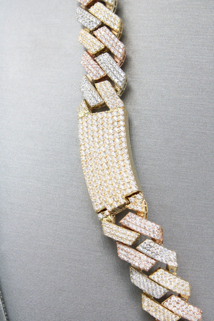*NEW* 14k Tricolor Hollow Cuban ITTALLO Chain Full CZ (15MM / 20" Inches) JTJ™ - Javierthejeweler