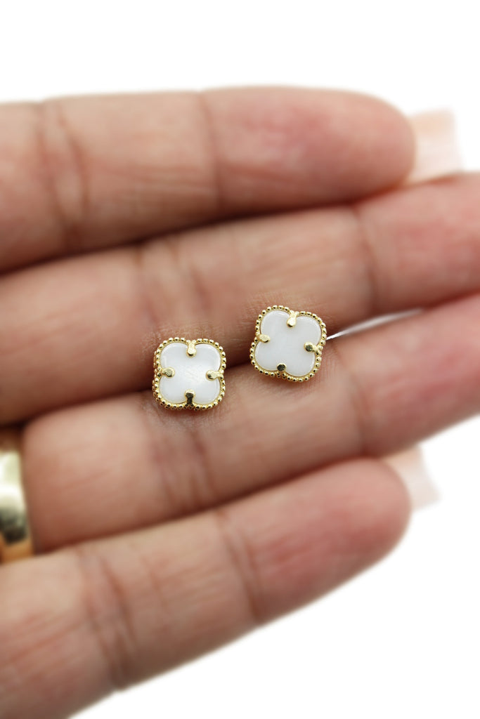*NEW* 14K White Clover Earrings (S) JTJ™ - Javierthejeweler