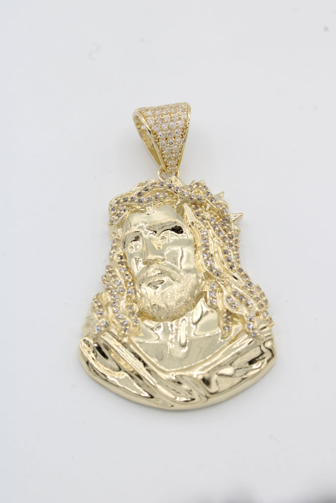 *NEW* 14K Jesus Face Pendant w/ Solid Two-Tone Figaro Chain JTJ™ - - Javierthejeweler