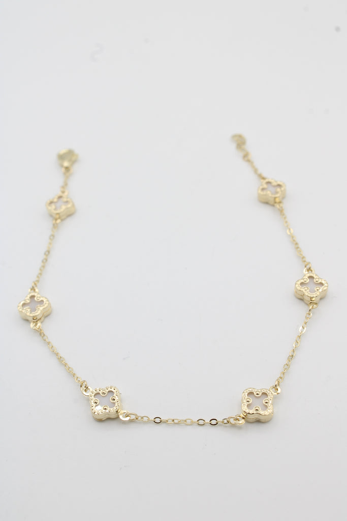 *NEW* 14K White Small Clover Bracelet JTJ™ - Javierthejeweler