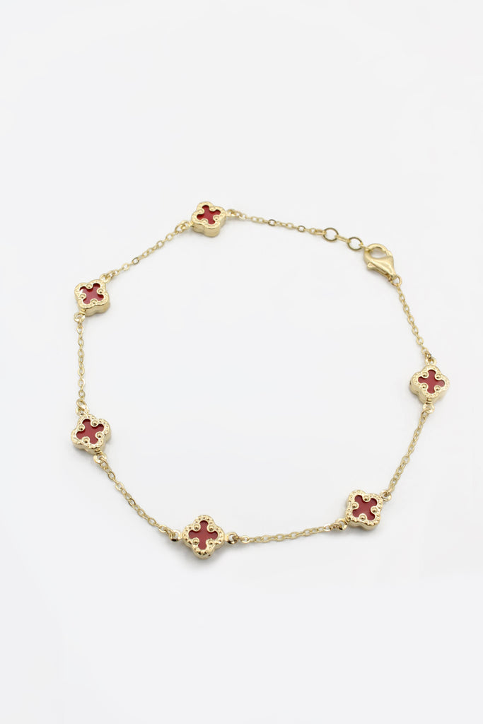 *NEW* 14K Red Small Clover Bracelet & Cuban Chain + Pendant 😍 JTJ™ - Javierthejeweler