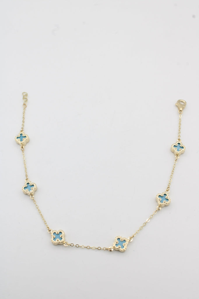 *NEW* 14K Turquoise Small Clover Bracelet JTJ™ - Javierthejeweler