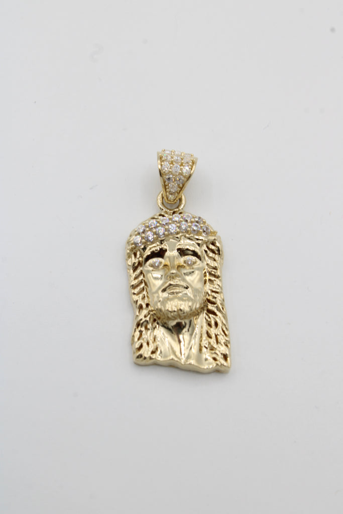 *NEW* 14k Jesus Face CZ pendant W/ Hollow Rope Chain (22” inches) JTJ™- - Javierthejeweler
