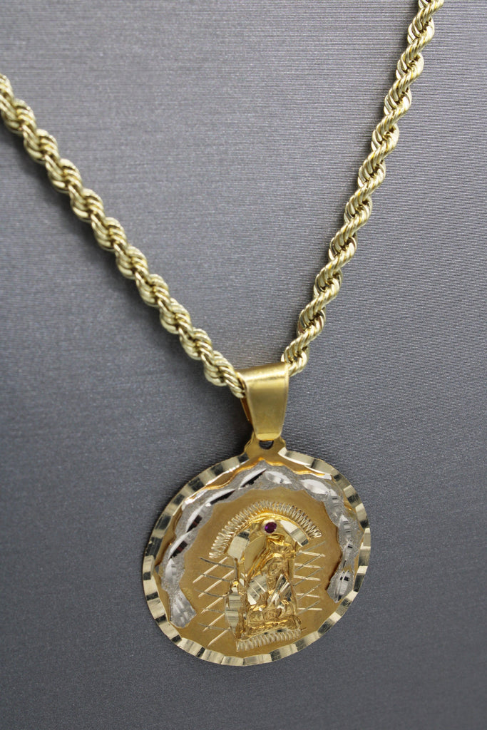 *NEW* 14k Virgen Pendant W/ Hollow Rope Chain (24”inches) JTJ™ - Javierthejeweler