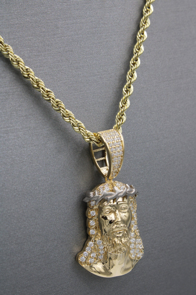 *NEW* 14k Jesus Face Pendant W/ Hollow Rope Chain (24”inches) JTJ™ - Javierthejeweler