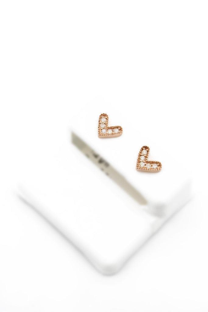 *NEW* 14K 💎💎 (VS) Rose Gold Heart Diamonds Earrings JTJ™ - Javierthejeweler
