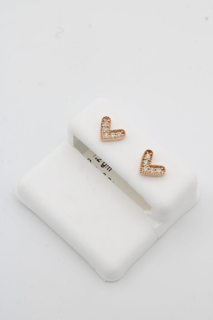 *NEW* 14K 💎💎 (VS) Rose Gold Heart Diamonds Earrings JTJ™ - Javierthejeweler