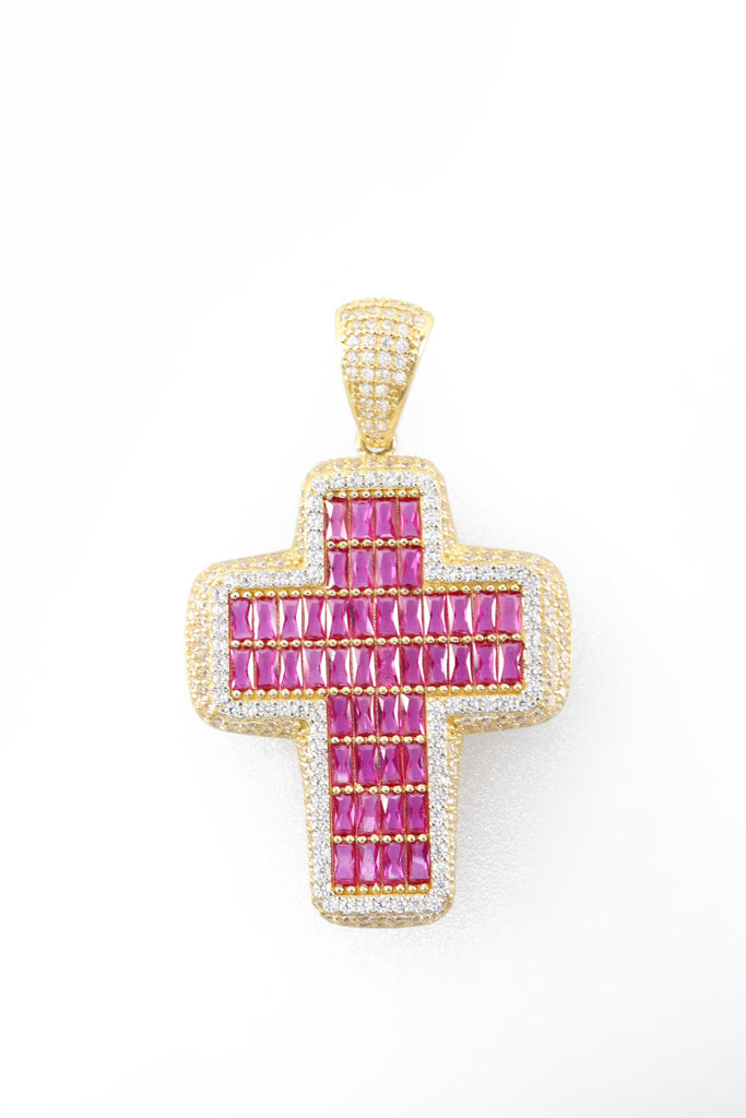 *NEW* 14K Cross Pendant Full CZ (Pink) JTJ™ - Javierthejeweler