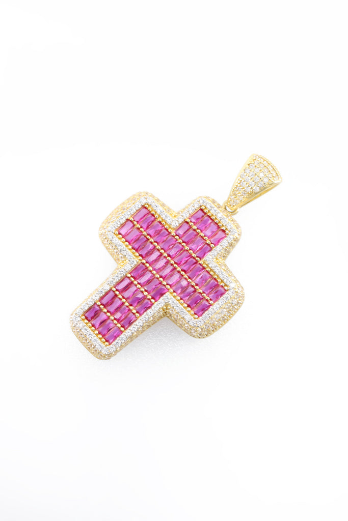 *NEW* 14K Cross Pendant Full CZ (Pink) JTJ™ - Javierthejeweler