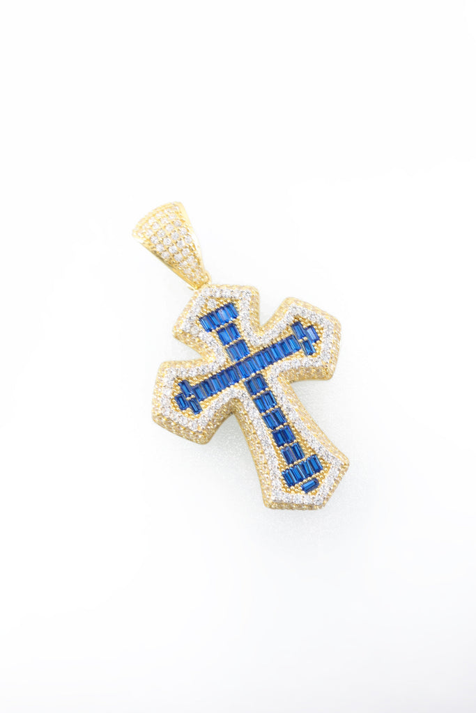 *NEW* 14K Cross Pendant Full CZ (Blue) JTJ™ - Javierthejeweler