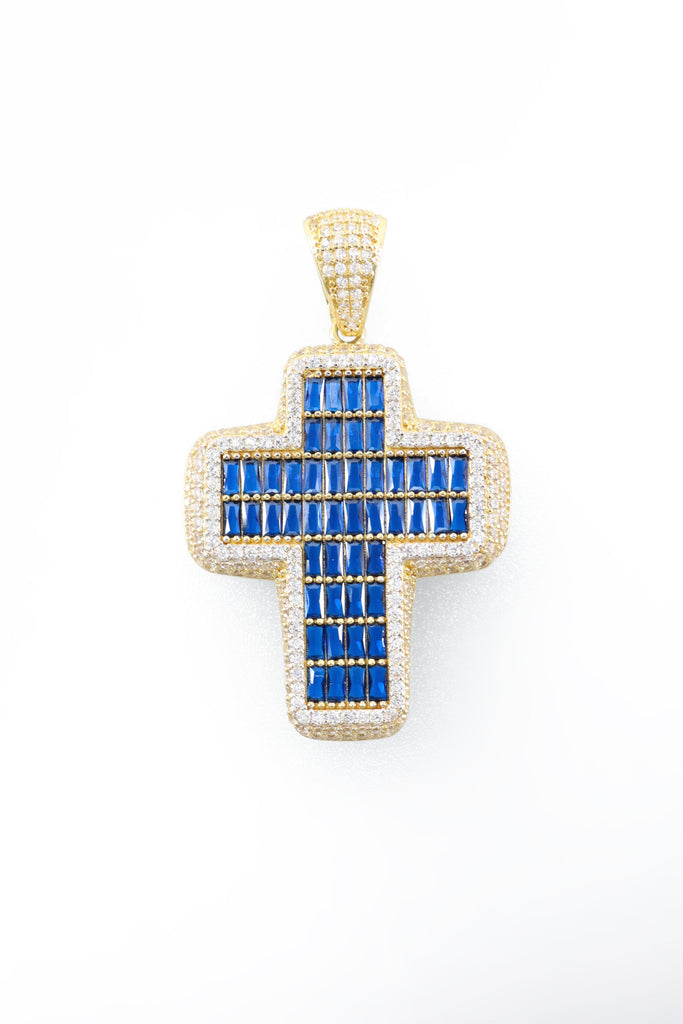 *NEW* 14K Cross Pendant Full CZ (Blue) JTJ™ - Javierthejeweler