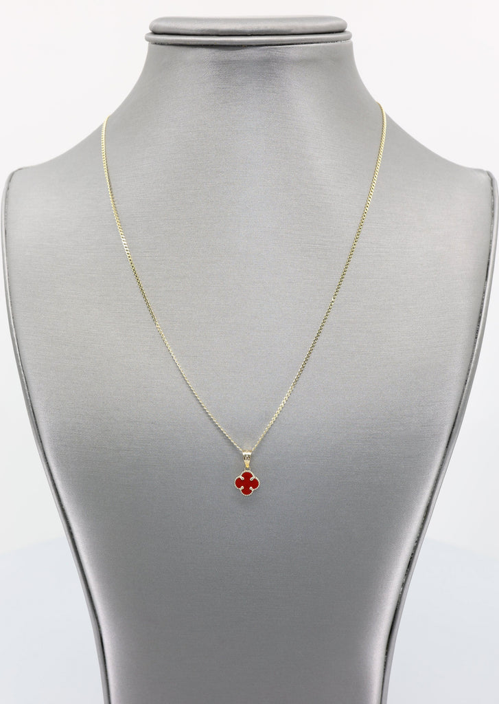 *NEW* 14K Red Small Clover Bracelet & Cuban Chain + Pendant 😍 JTJ™ - Javierthejeweler