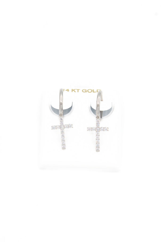 *NEW* 14k (M) Cross Hoops Earrings (White Gold) JTJ™ - Javierthejeweler