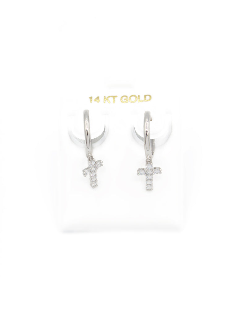 *NEW* 14k Cross Hoops Earrings (White Gold) JTJ™ - Javierthejeweler