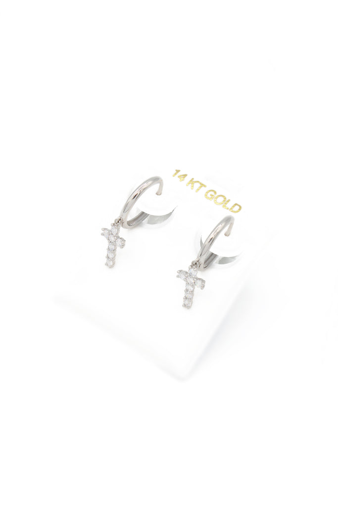 *NEW* 14k Cross Hoops Earrings (White Gold) JTJ™ - Javierthejeweler