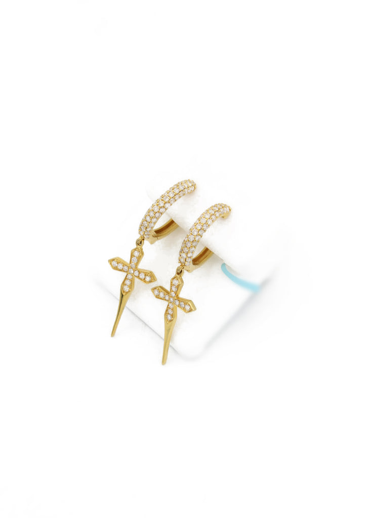 *NEW* 14k Cross Dagger Diamonds Earrings 💎 JTJ™ - Javierthejeweler