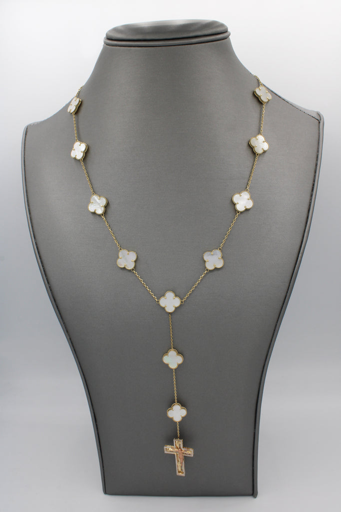 *NEW* 14K Women White Clover Rosary Style 📿 JTJ™ - Javierthejeweler