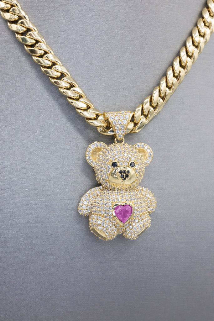 *NEW* 14k BIG Teddy Bear Pendant 🧸 W/ Hollow Choker for Women (7.5MM) JTJ™ - Javierthejeweler